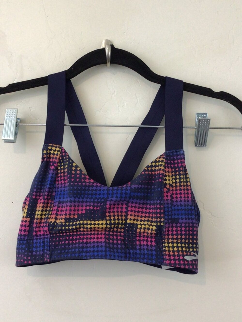 Brooks Blue Print Racer Back Sports Bra Size XS with No Inserts